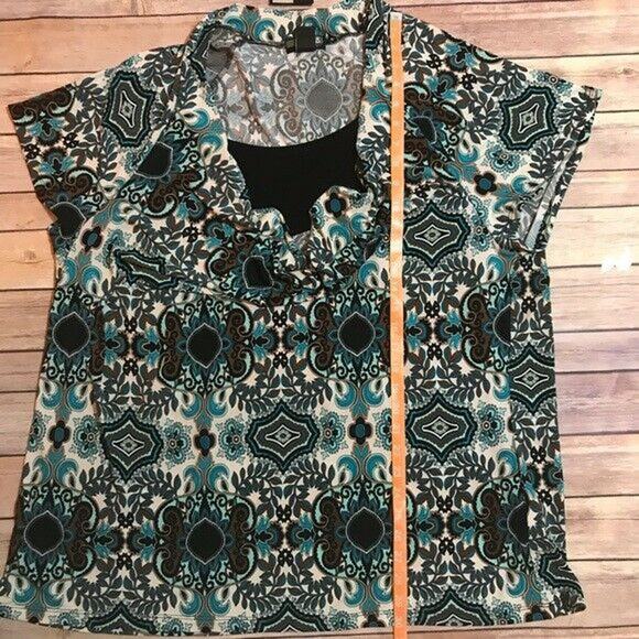 JTB Woman Womens Top Size 26 28 Blue Brown Teal Paisley Drape Knit Top NEW - Picture 5 of 6